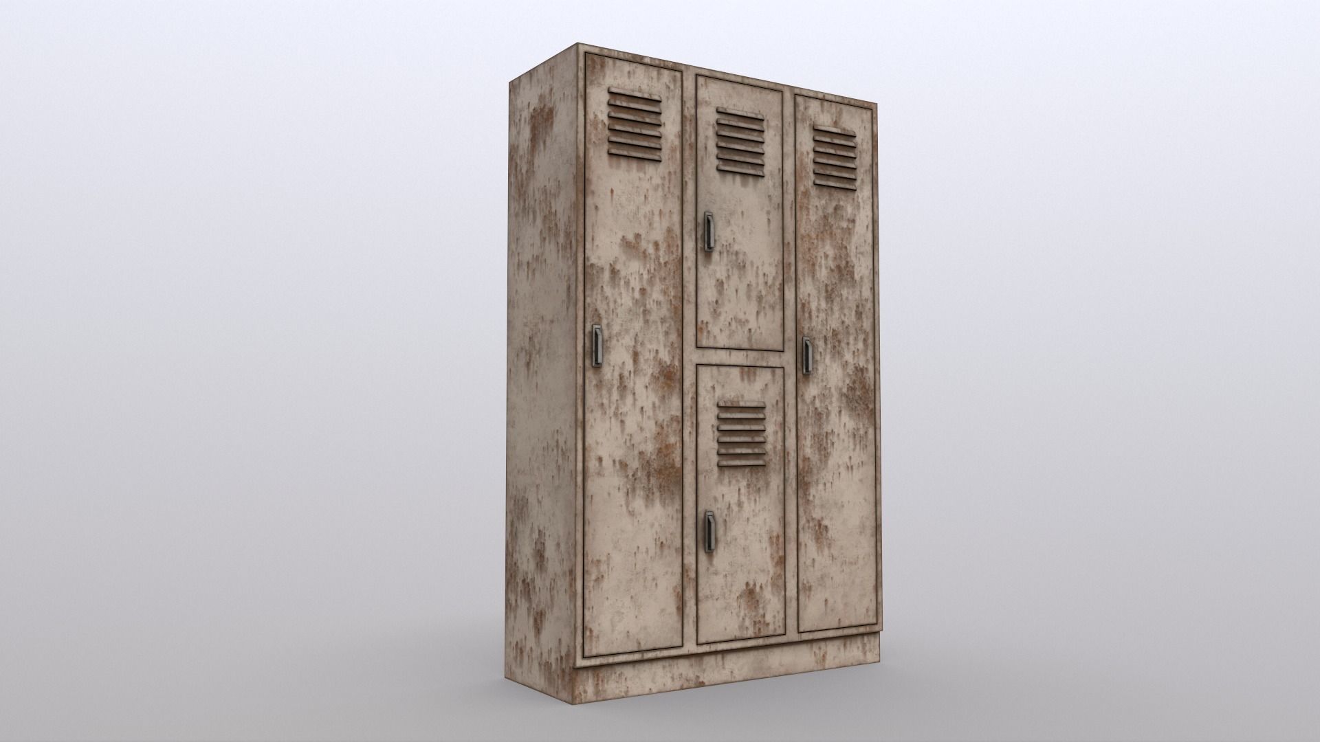 PBR School Gym Locker 05 - White Low-poly 3D model_10