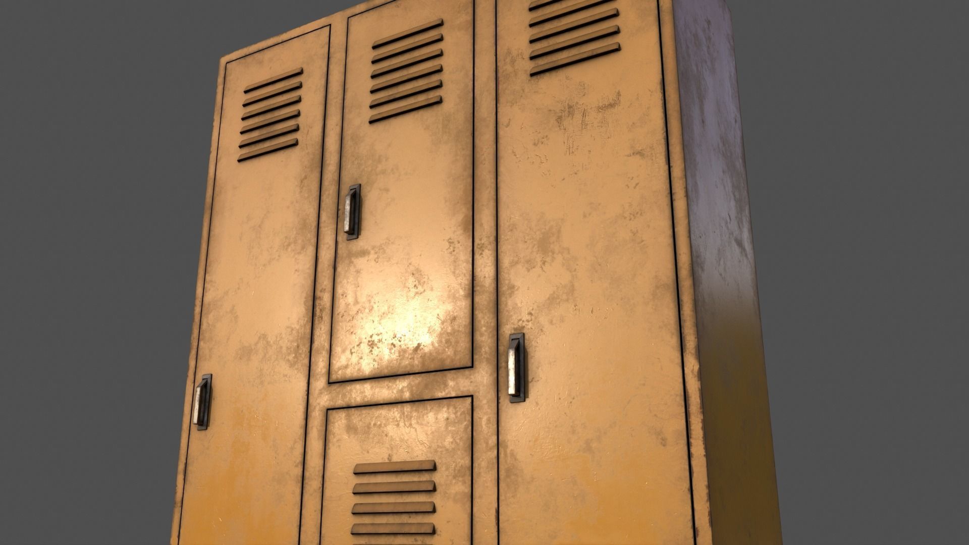 PBR School Gym Locker 05 - Yellow Low-poly 3D model_18
