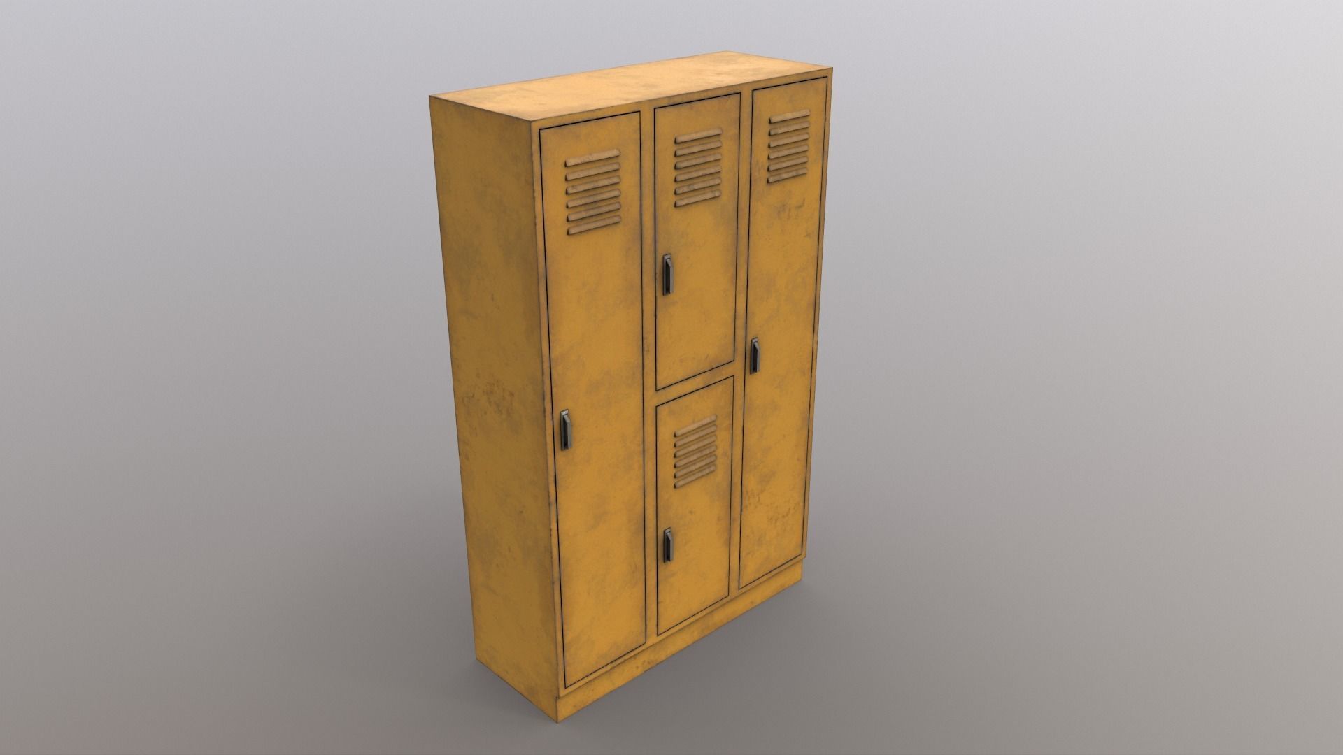 PBR School Gym Locker 05 - Yellow Low-poly 3D model_12