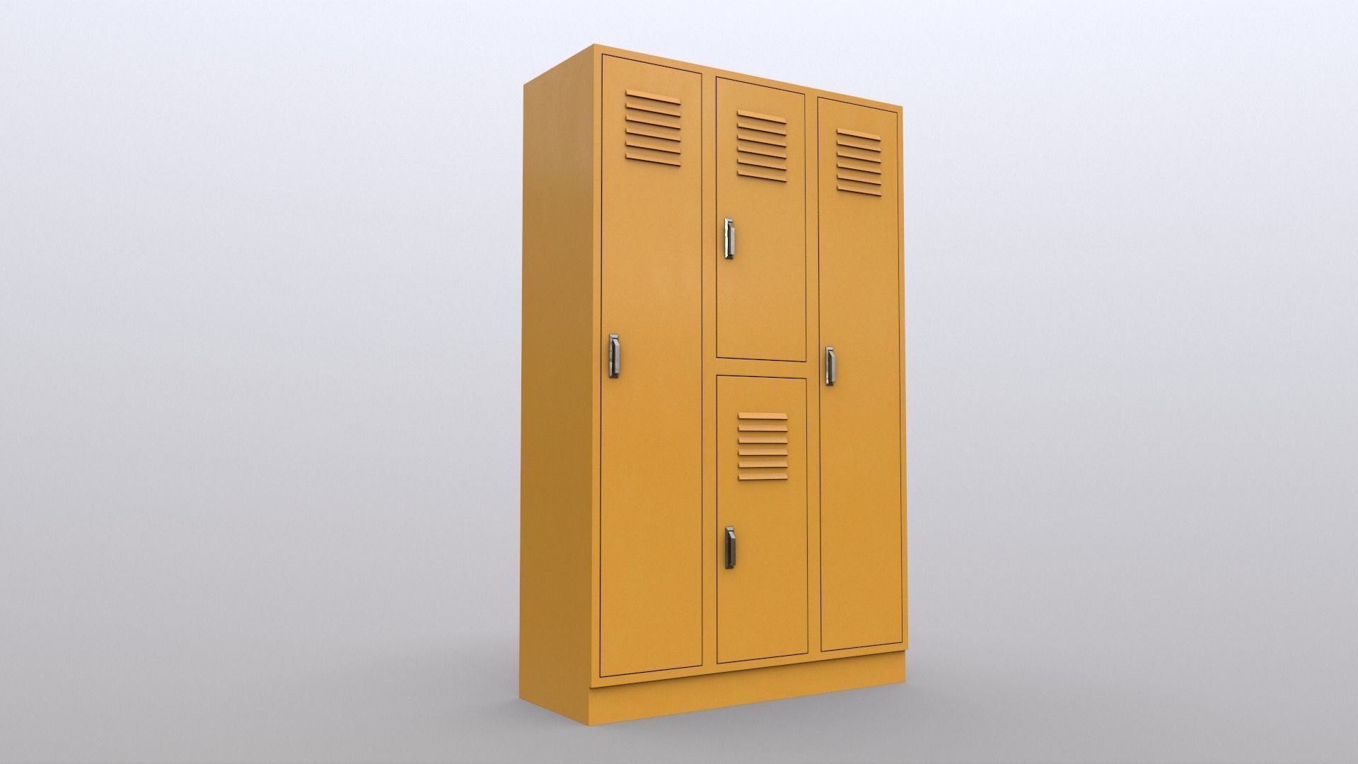 PBR School Gym Locker 05 - Yellow Low-poly 3D model_8