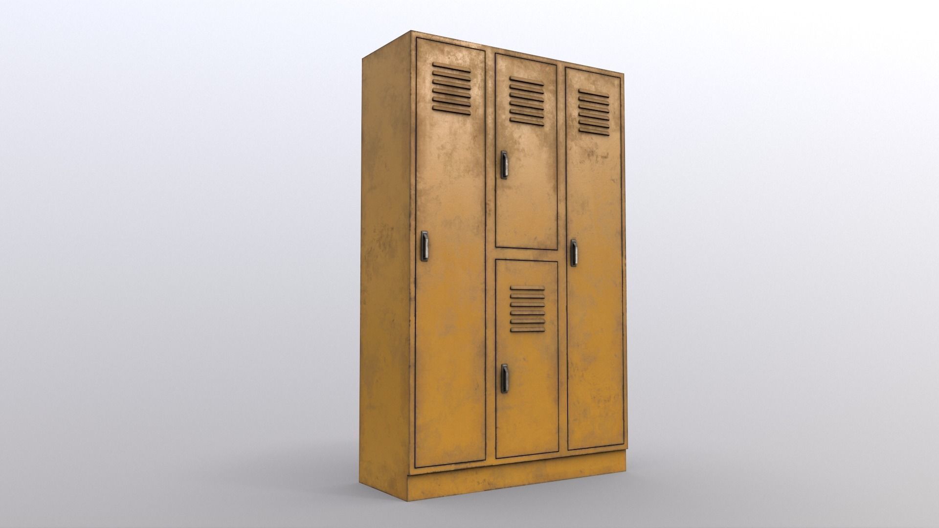 PBR School Gym Locker 05 - Yellow Low-poly 3D model_6