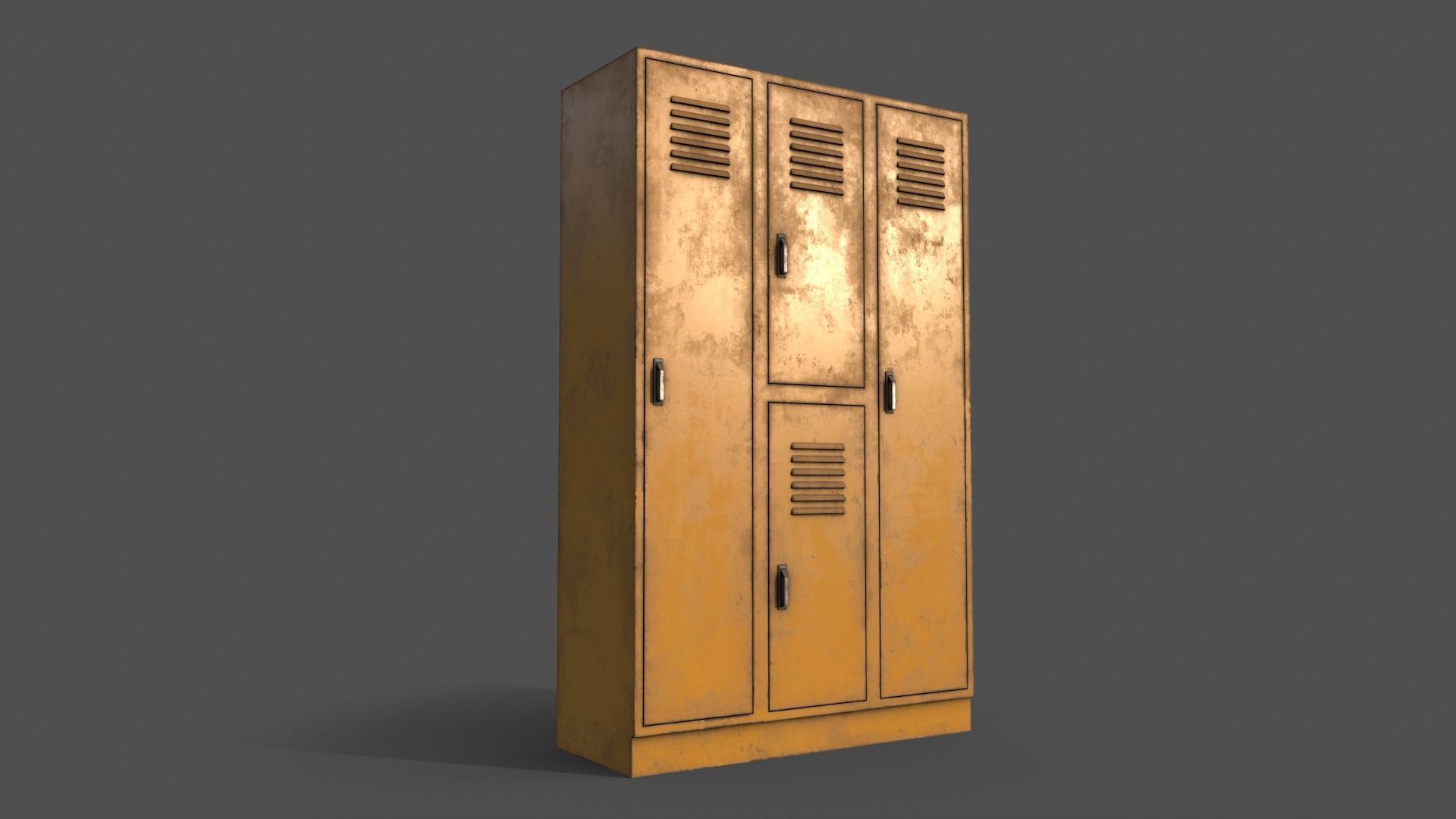 PBR School Gym Locker 05 - Yellow Low-poly 3D model_3