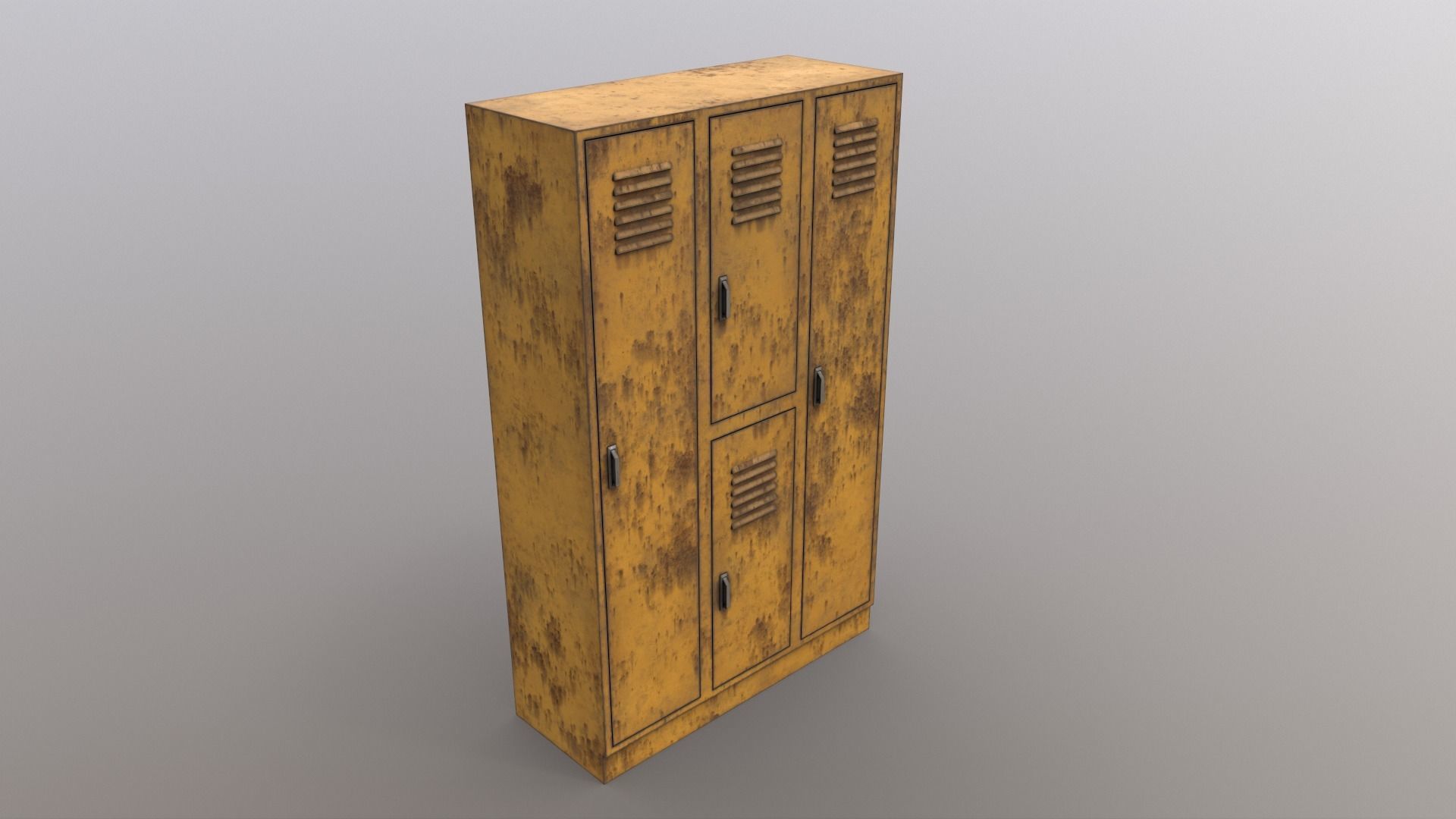 PBR School Gym Locker 05 - Yellow Low-poly 3D model_13