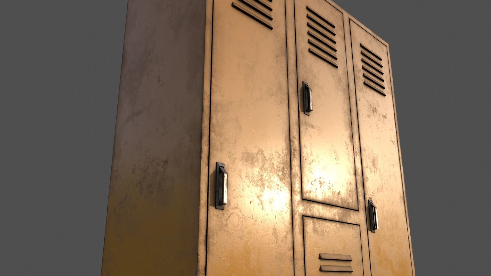 PBR School Gym Locker 05 - Yellow Low-poly 3D model_15