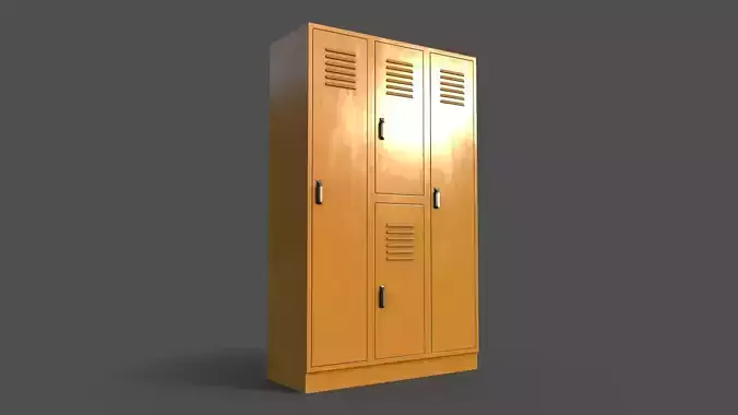 PBR School Gym Locker 05 - Yellow Low-poly 3D model