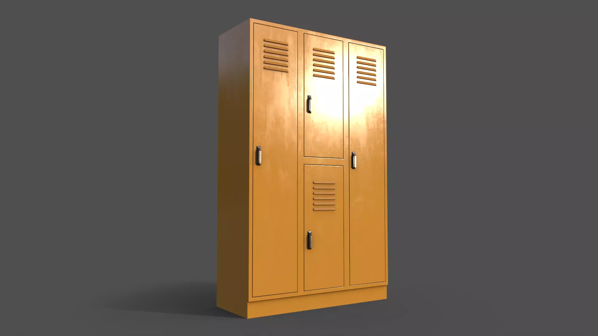 PBR School Gym Locker 05 - Yellow Low-poly 3D model_0
