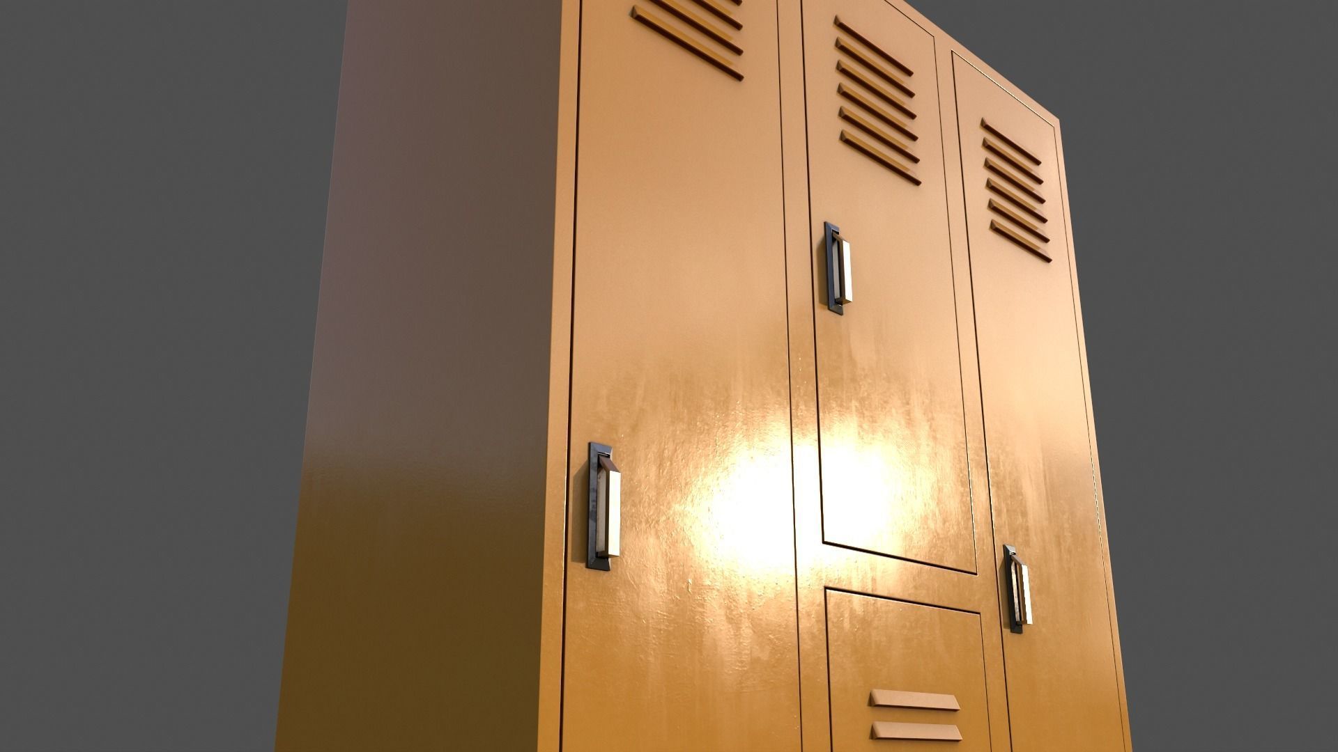 PBR School Gym Locker 05 - Yellow Low-poly 3D model_14