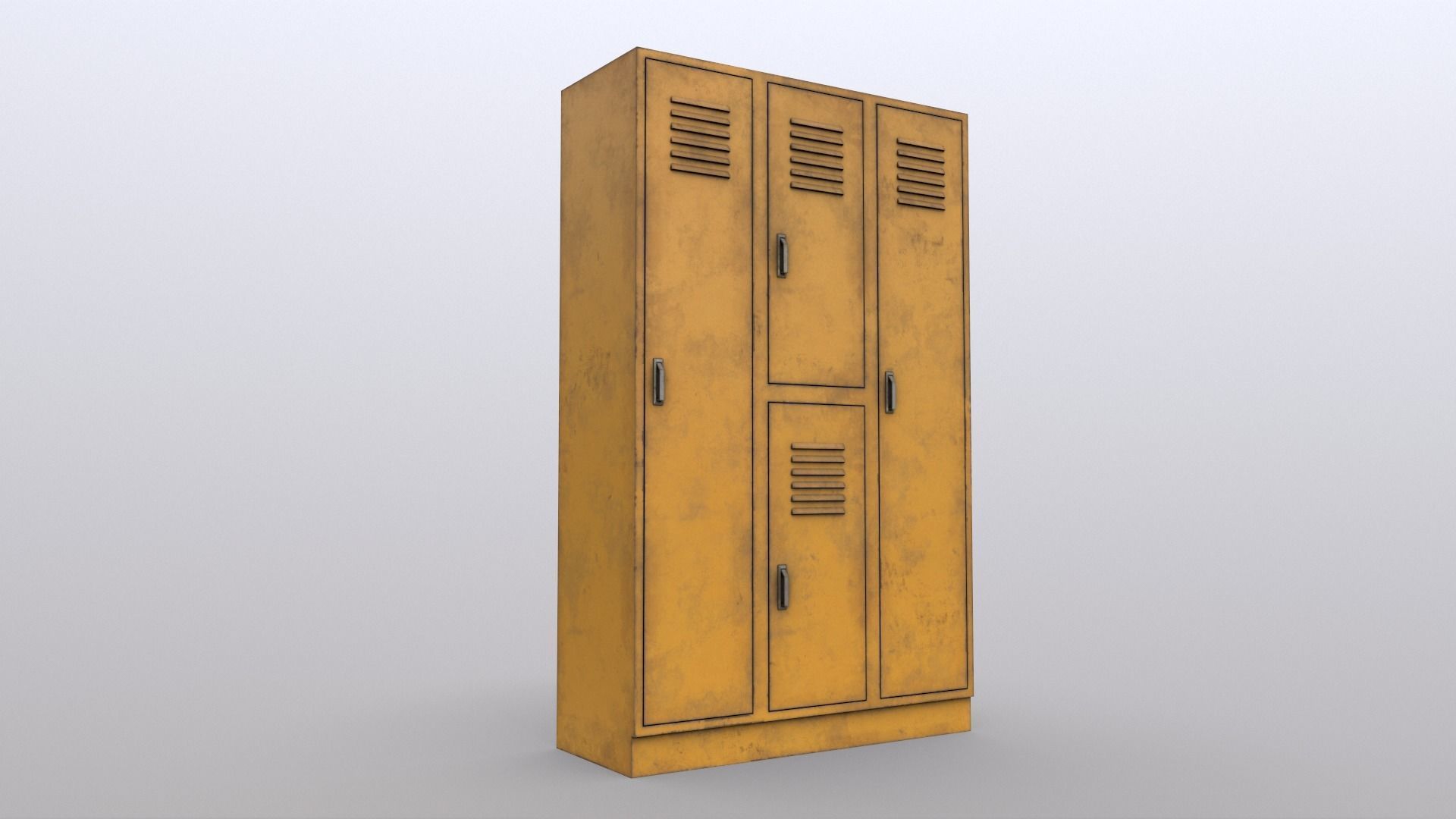PBR School Gym Locker 05 - Yellow Low-poly 3D model_9
