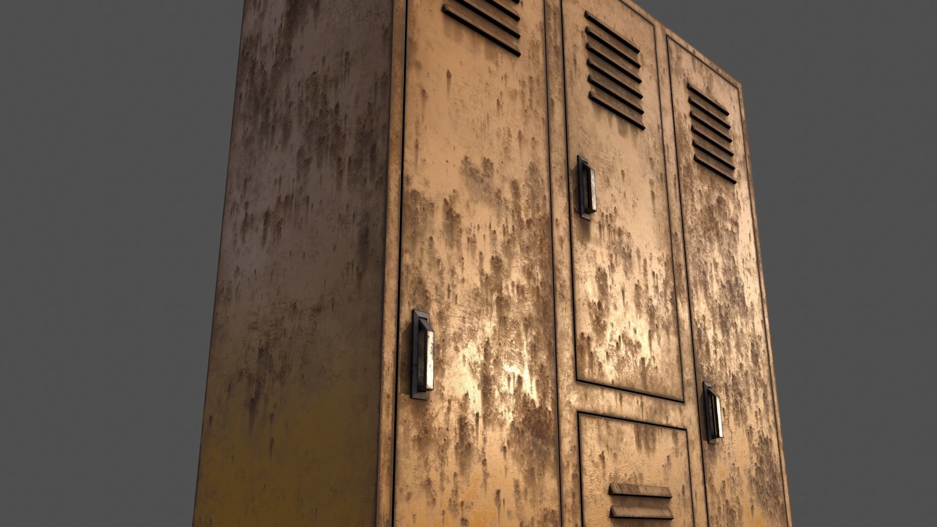 PBR School Gym Locker 05 - Yellow Low-poly 3D model_16