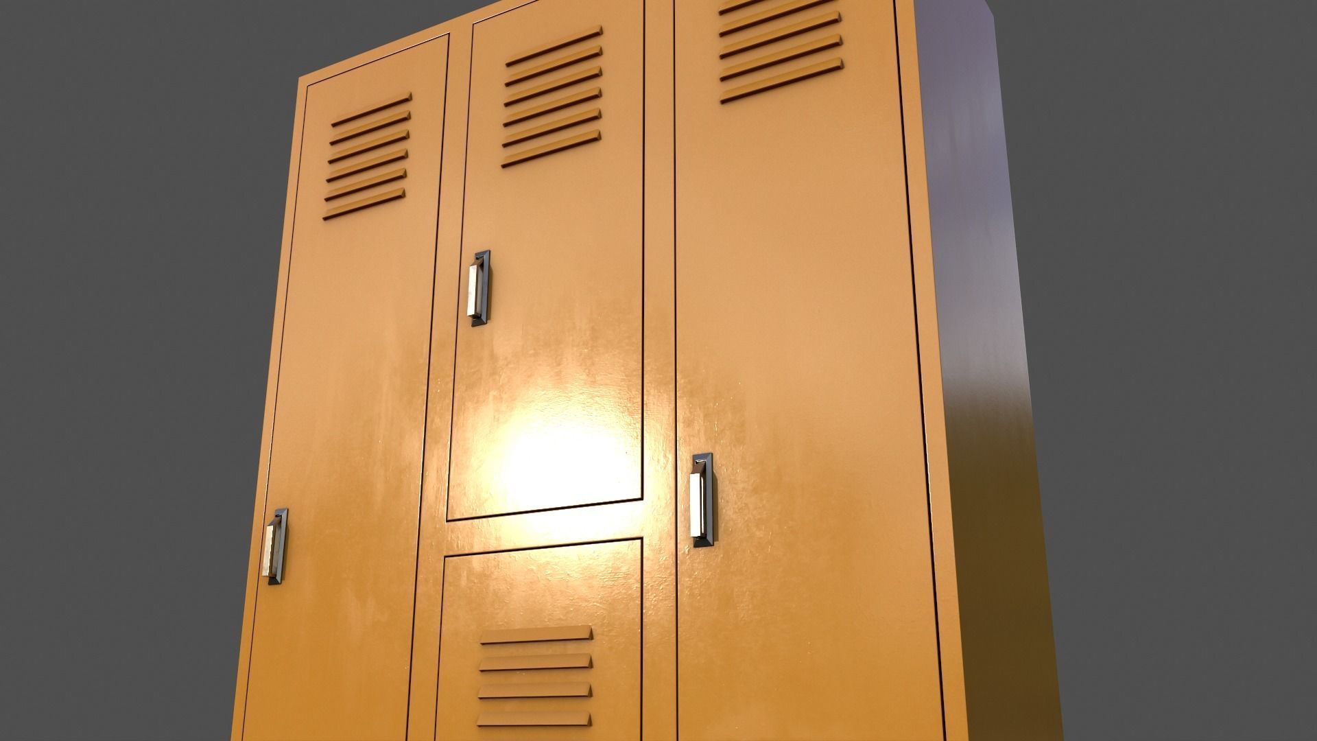 PBR School Gym Locker 05 - Yellow Low-poly 3D model_17