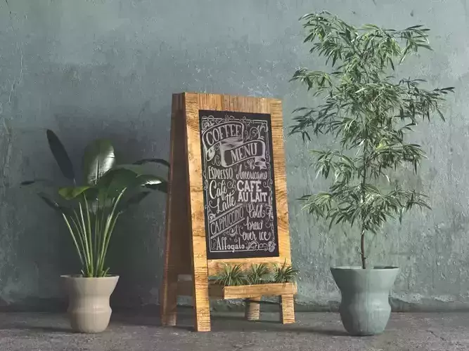 Plant collection with chalkboard