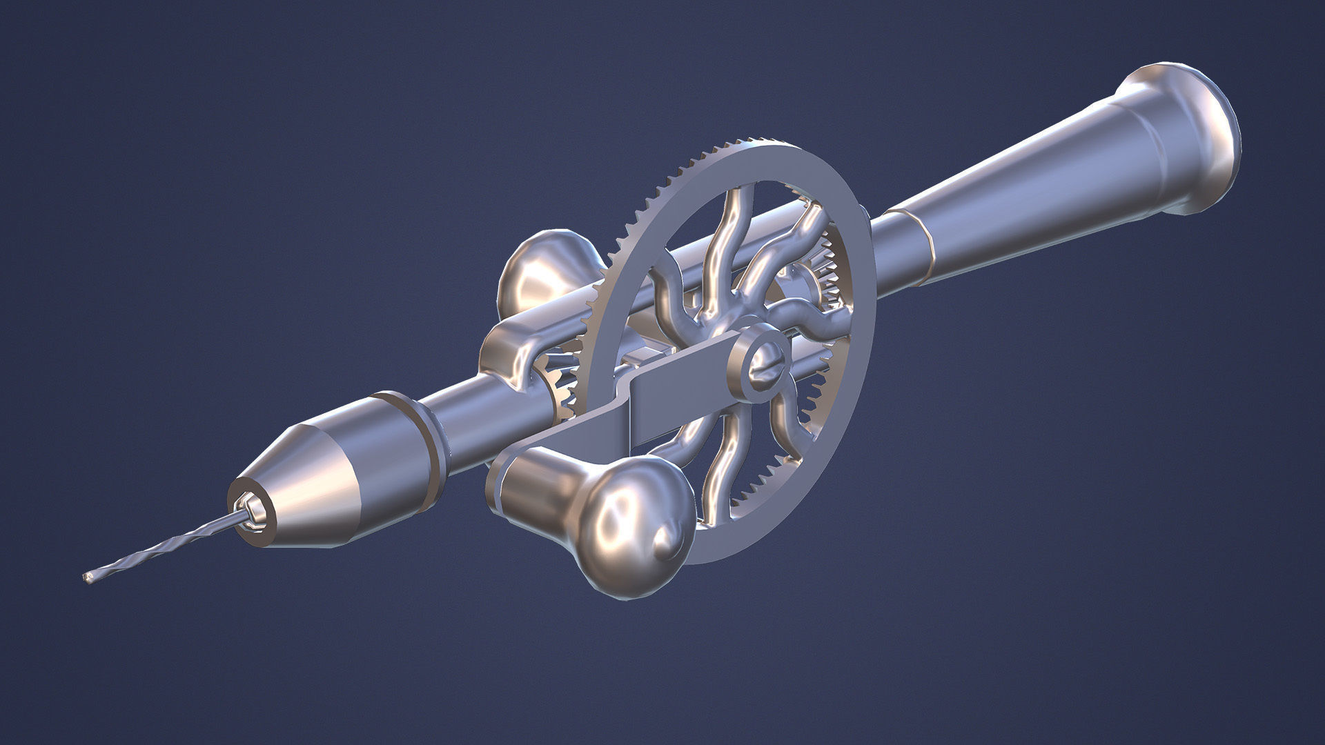 Old Hand Drill Low-poly 3D model_9