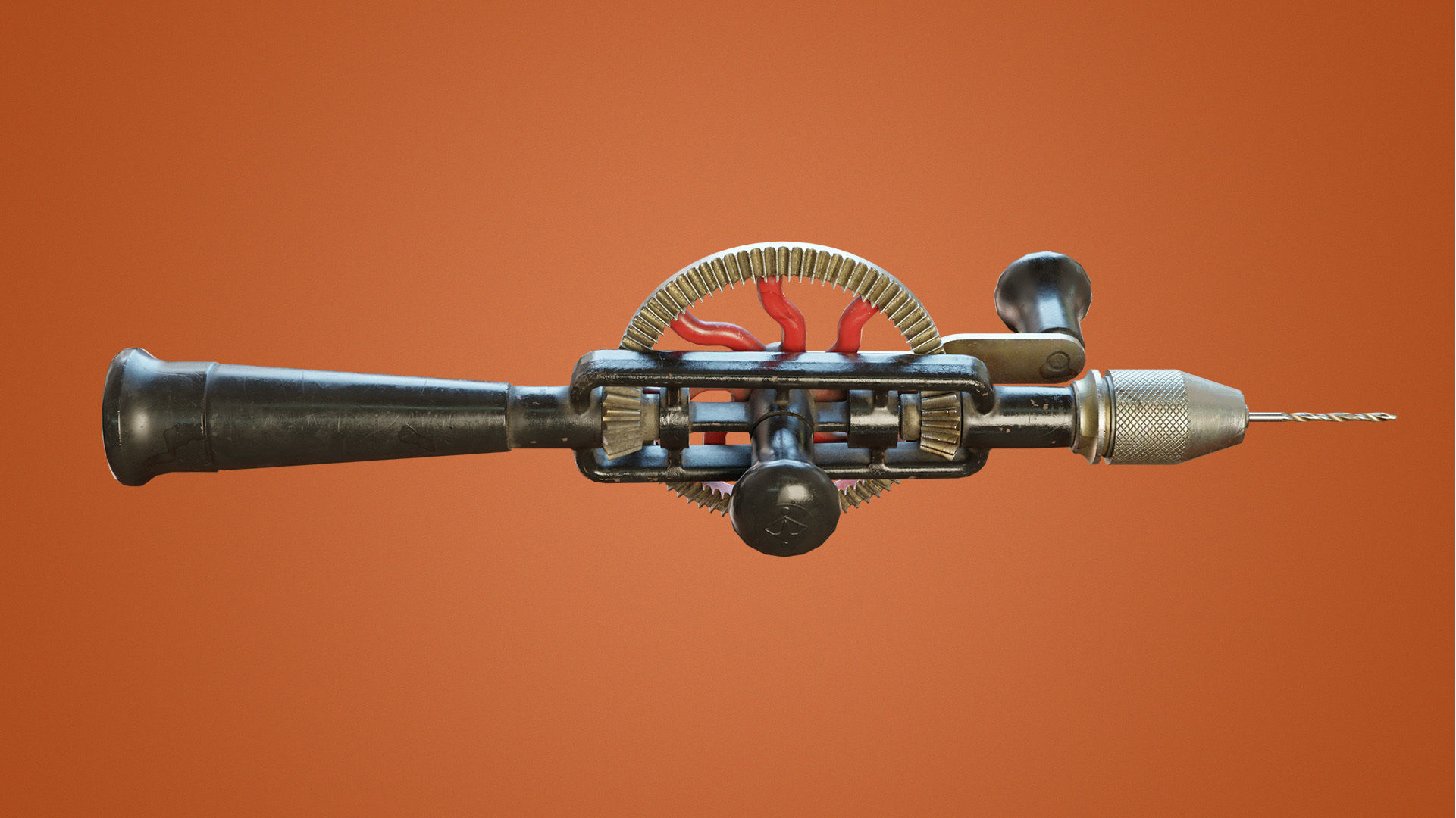 Old Hand Drill Low-poly 3D model_6