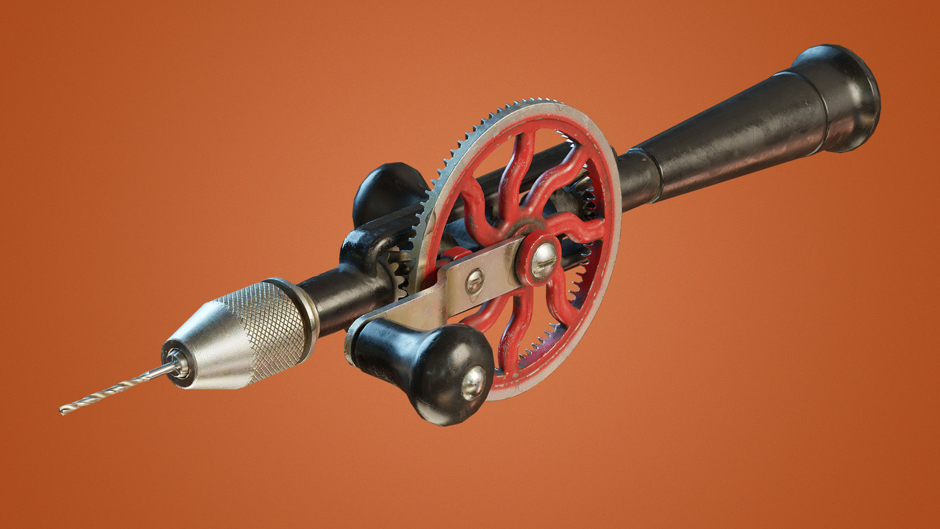 Old Hand Drill Low-poly 3D model_2