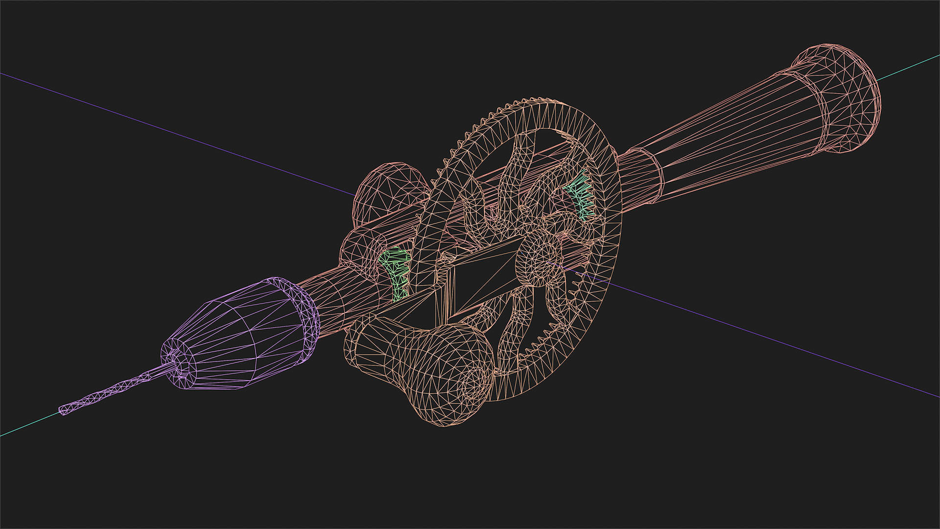 Old Hand Drill Low-poly 3D model_15
