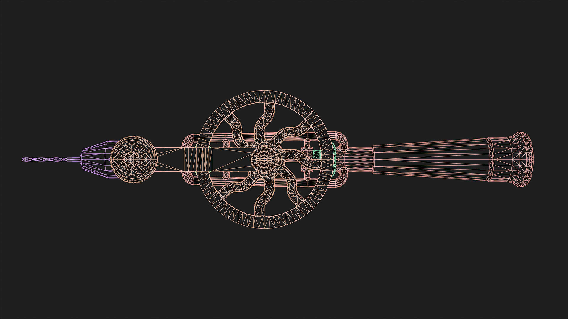 Old Hand Drill Low-poly 3D model_13