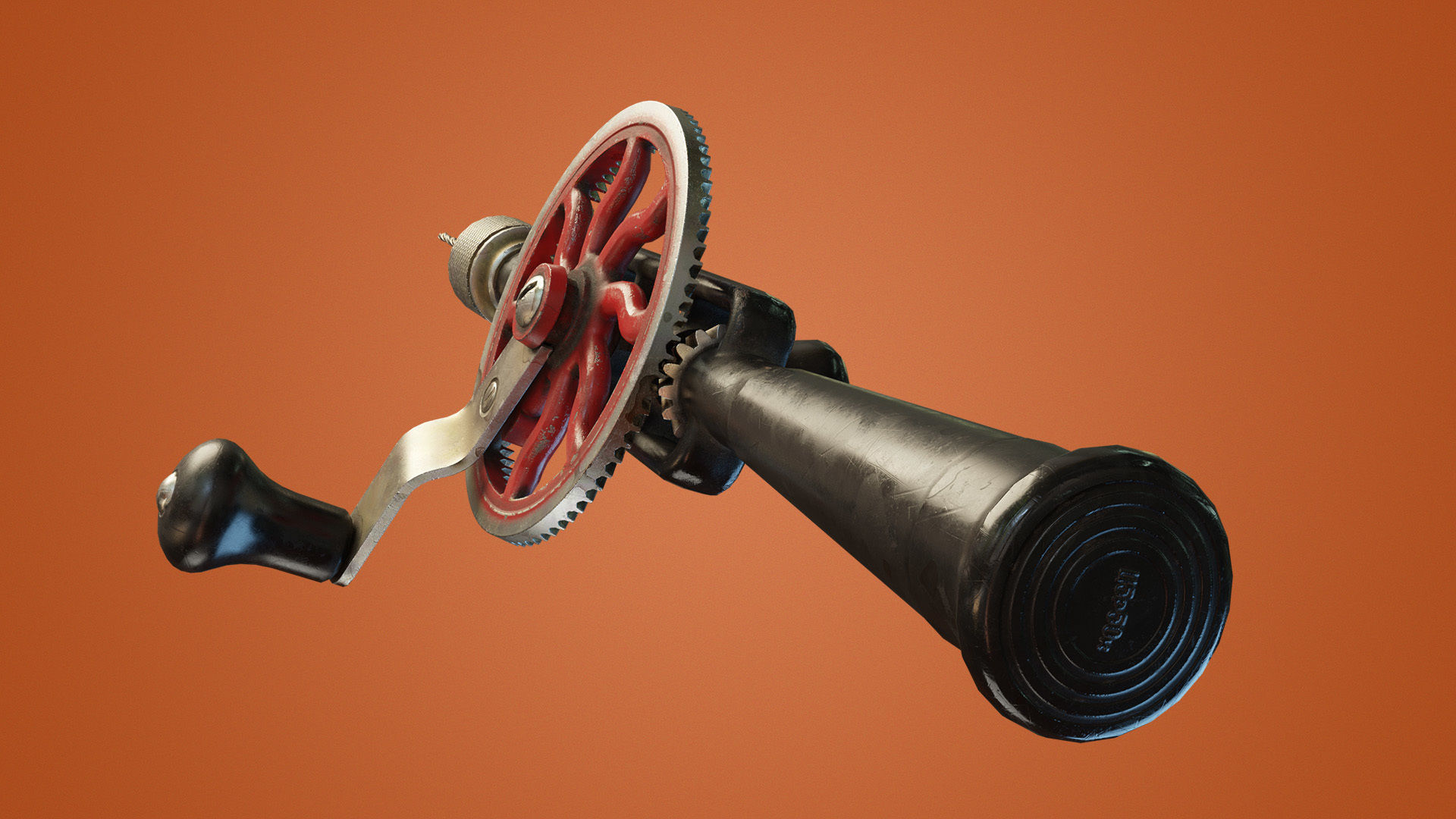 Old Hand Drill Low-poly 3D model_5