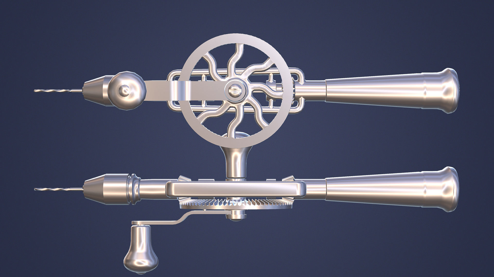 Old Hand Drill Low-poly 3D model_8