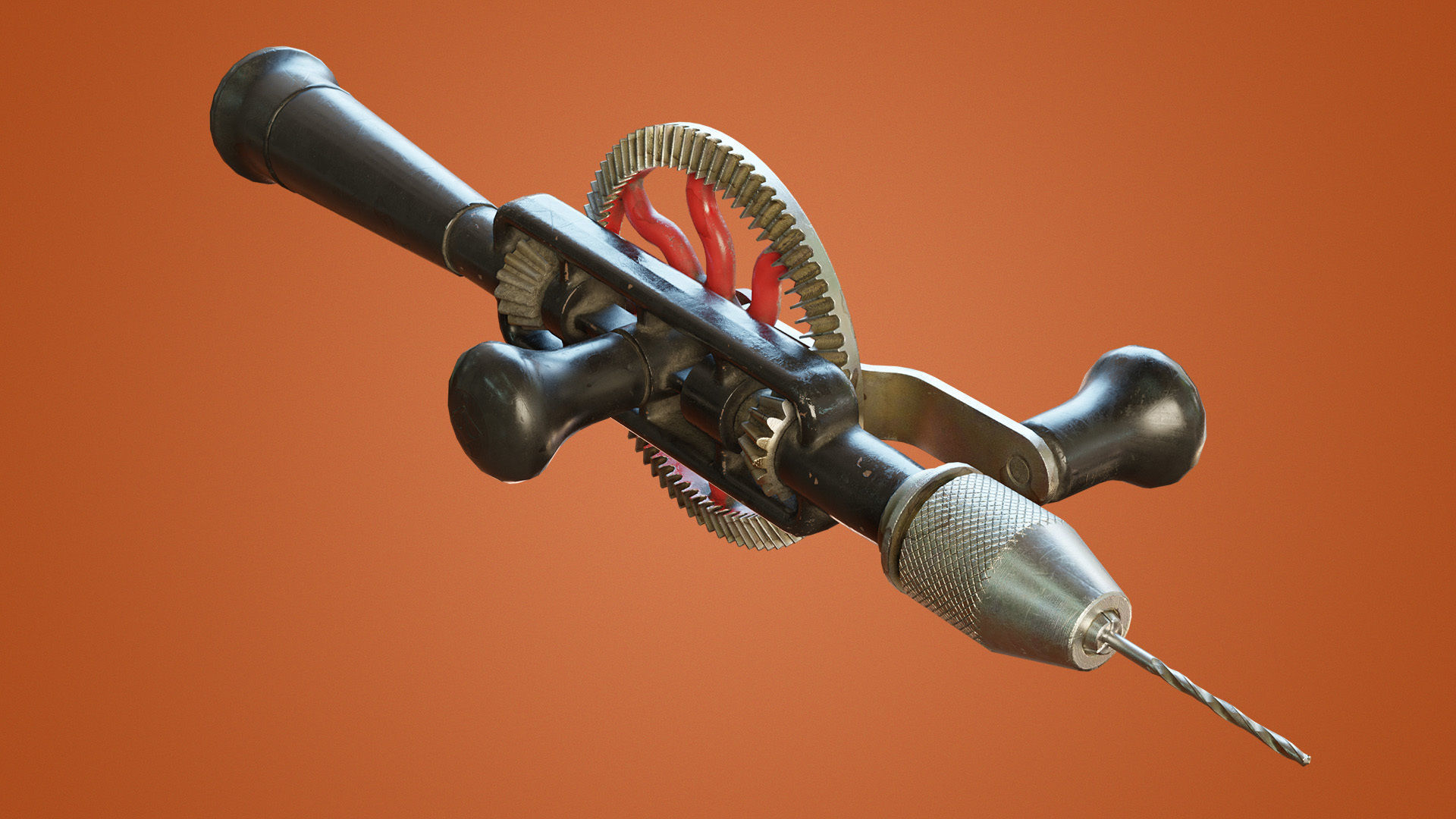 Old Hand Drill Low-poly 3D model_4