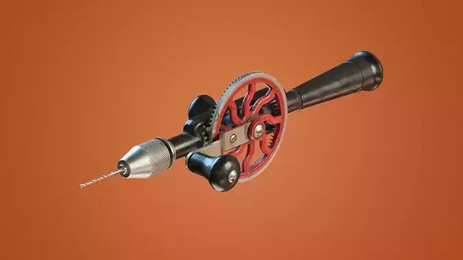Old Hand Drill Low-poly 3D model