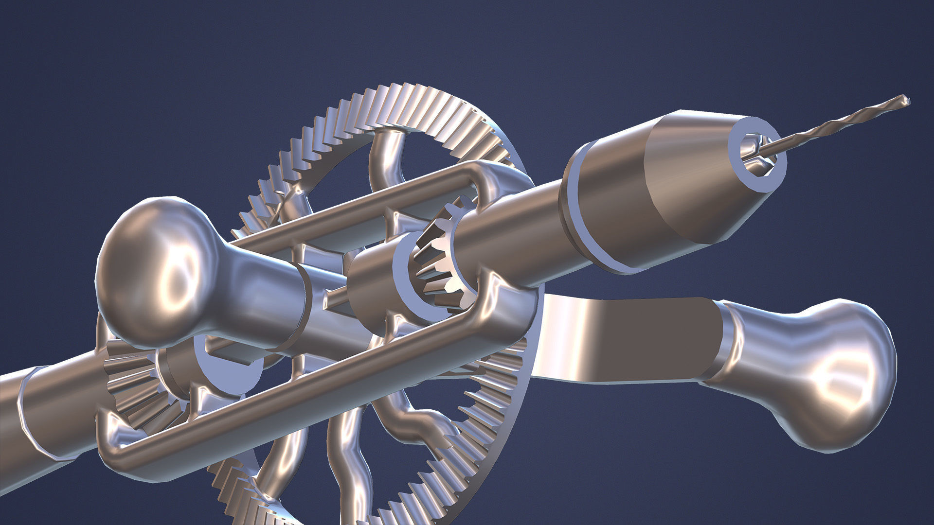 Old Hand Drill Low-poly 3D model_12