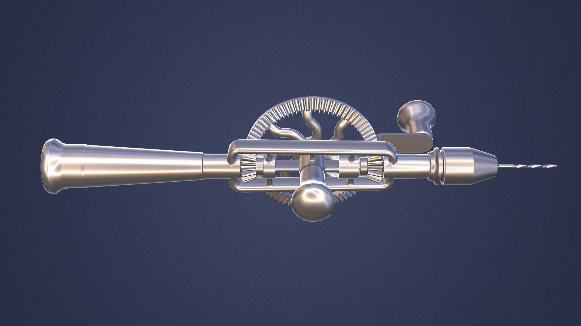 Old Hand Drill Low-poly 3D model_11