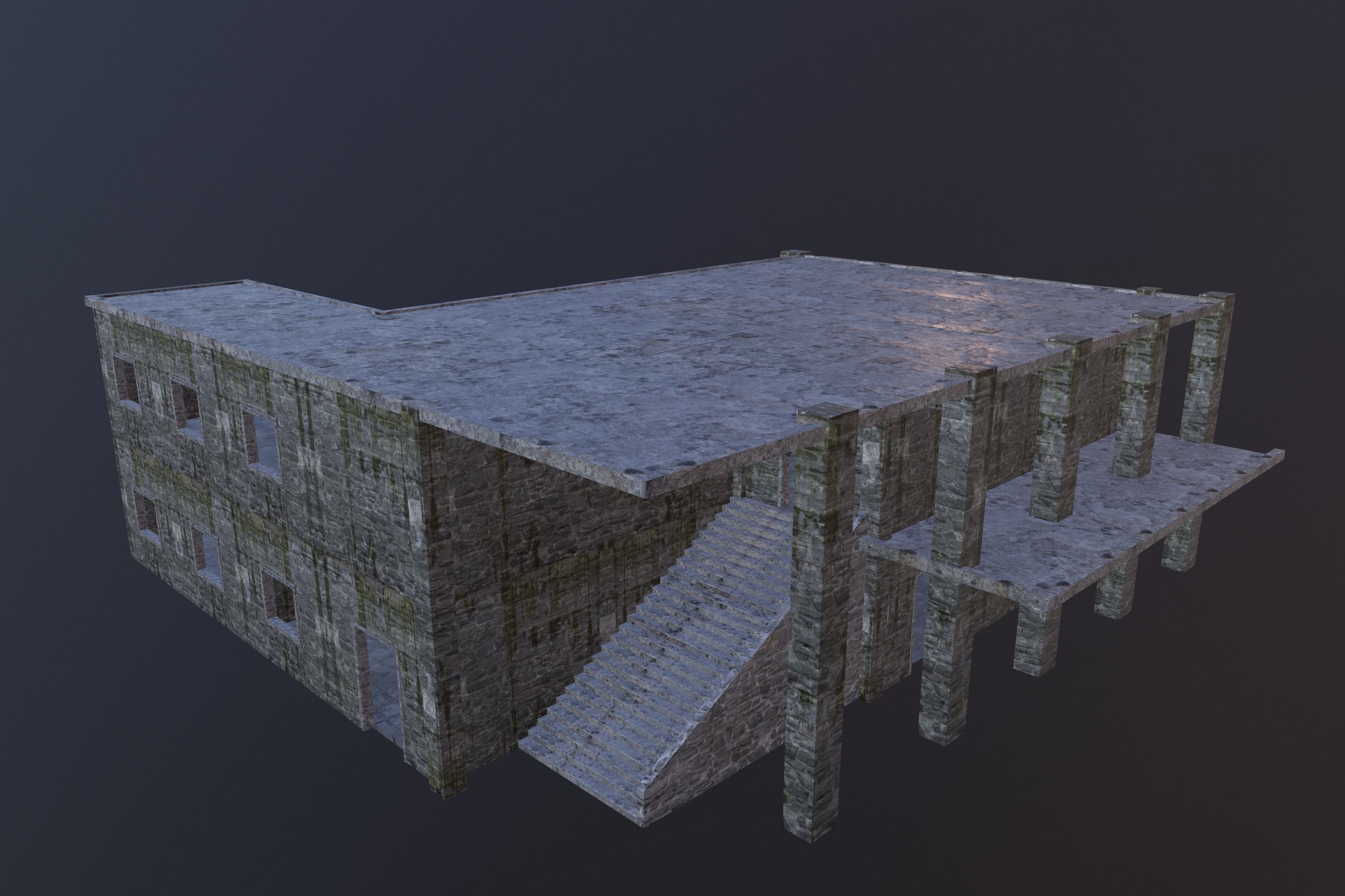 Building Old Low-poly 3D model_1