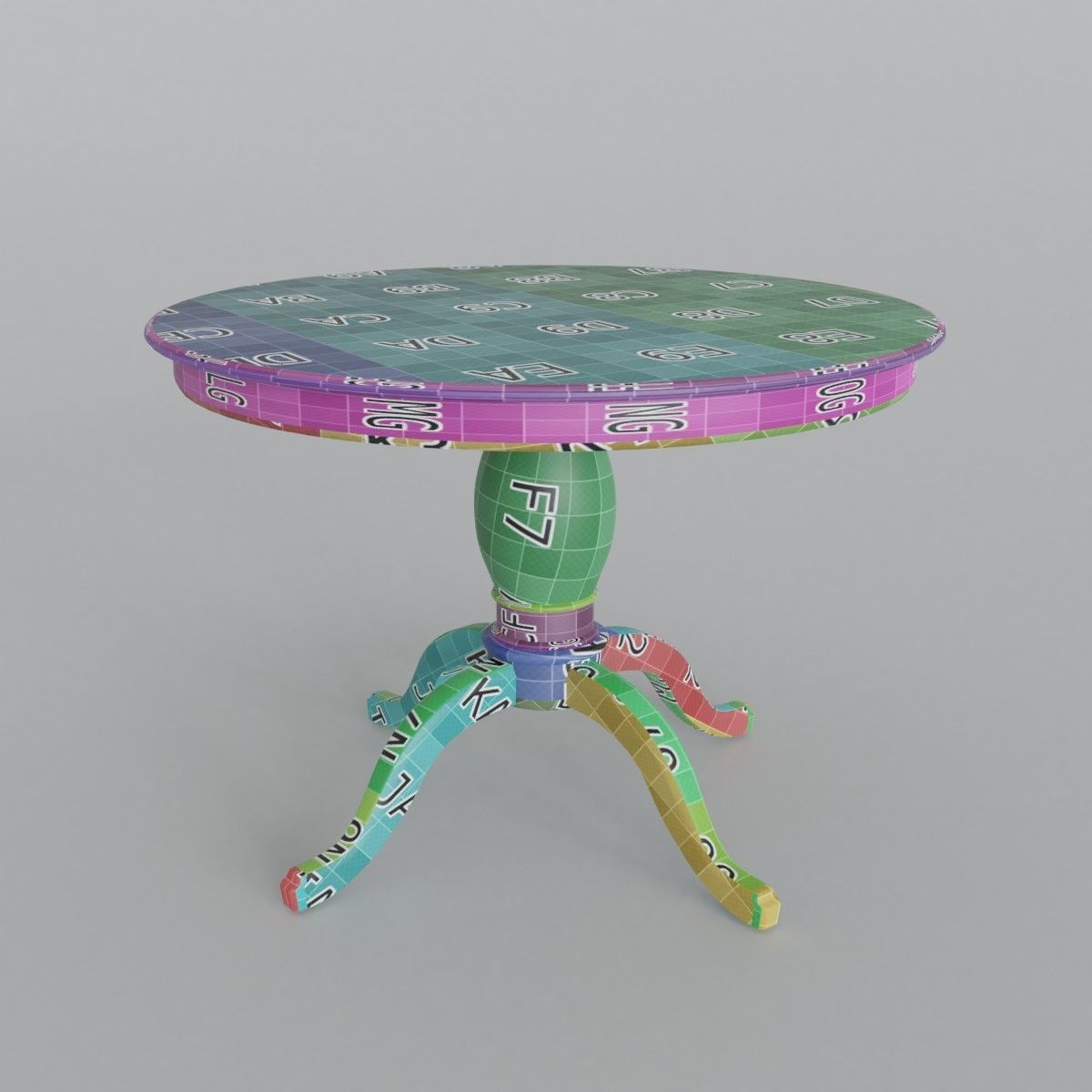 Walnut Finish Round Dining Table 3D model_1