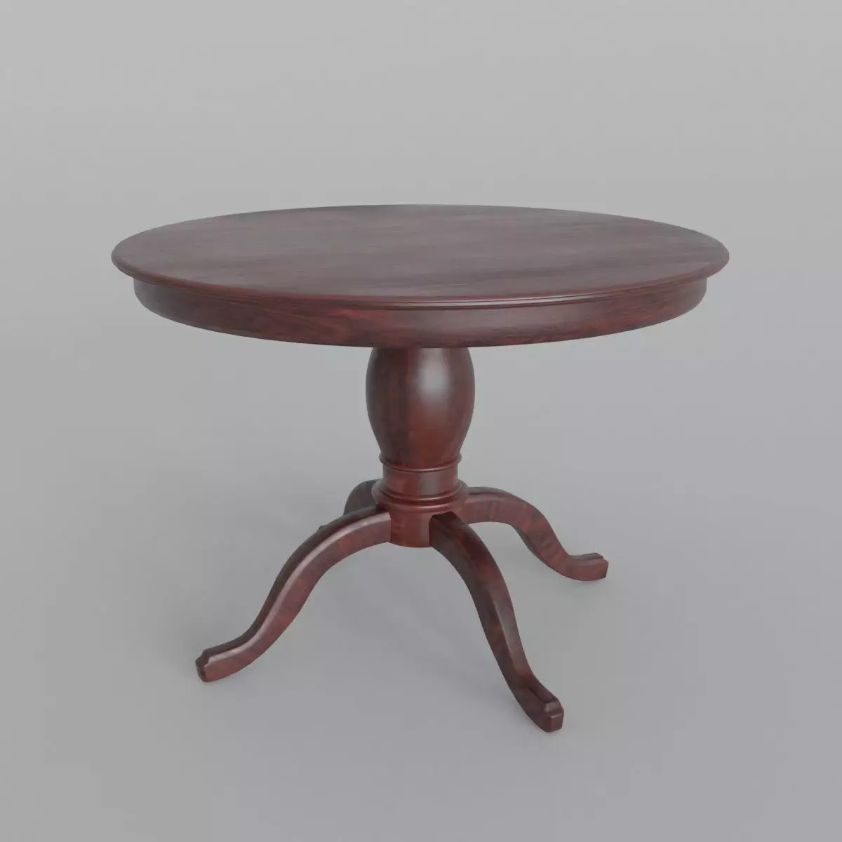 Walnut Finish Round Dining Table 3D model_0