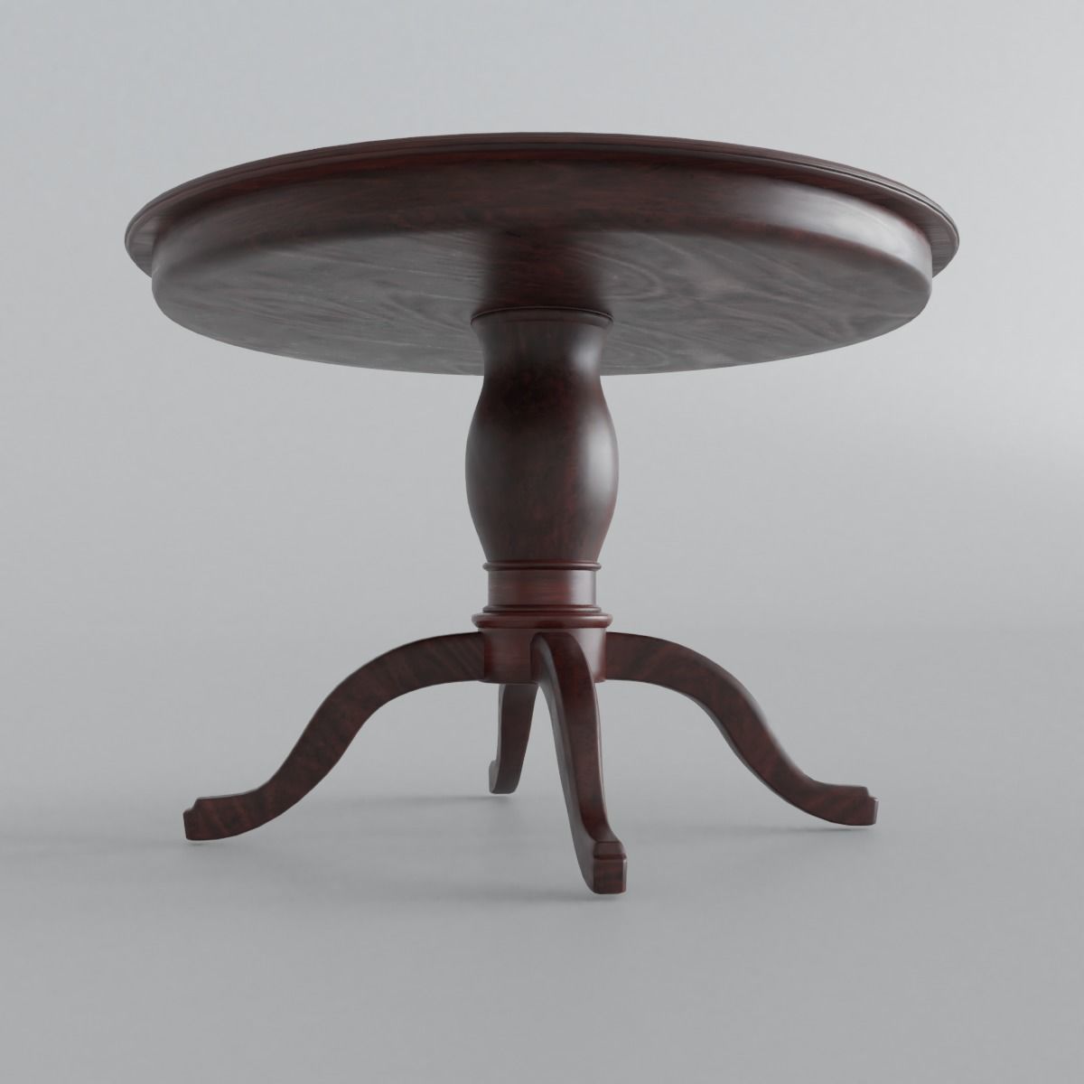 Walnut Finish Round Dining Table 3D model_3