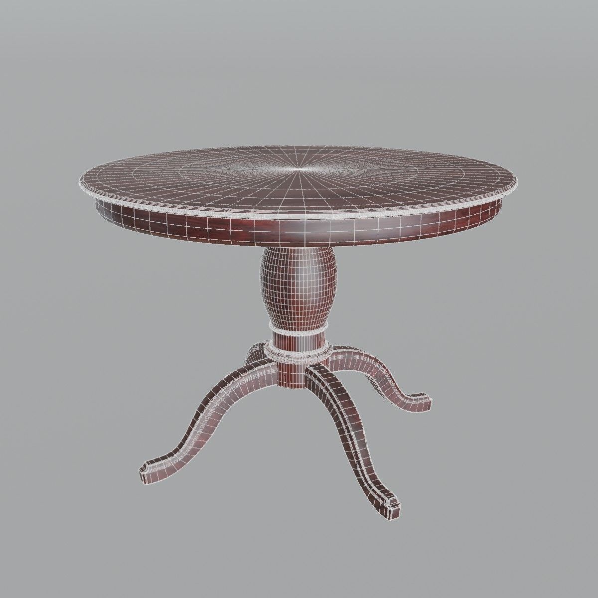 Walnut Finish Round Dining Table 3D model_2