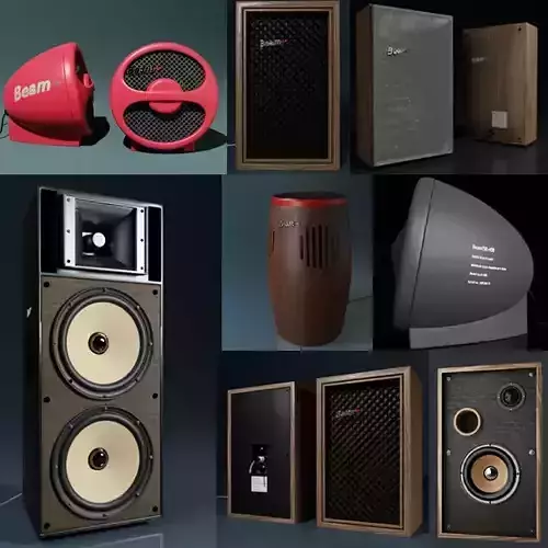 Vintage hi-fi Speaker pack 1 3D Model Collection