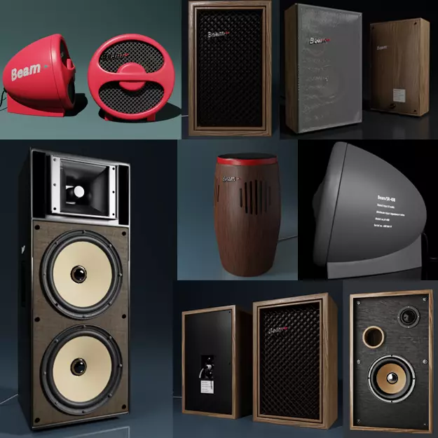 Vintage hi-fi Speaker pack 1 3D Model Collection_0