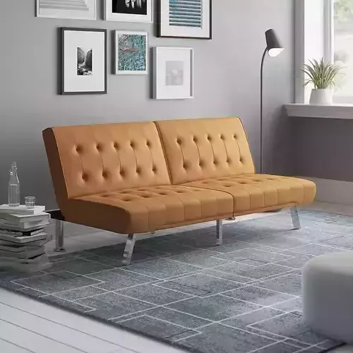 Zurich Twin Wide Faux Leather Split Back Convertible Sofa