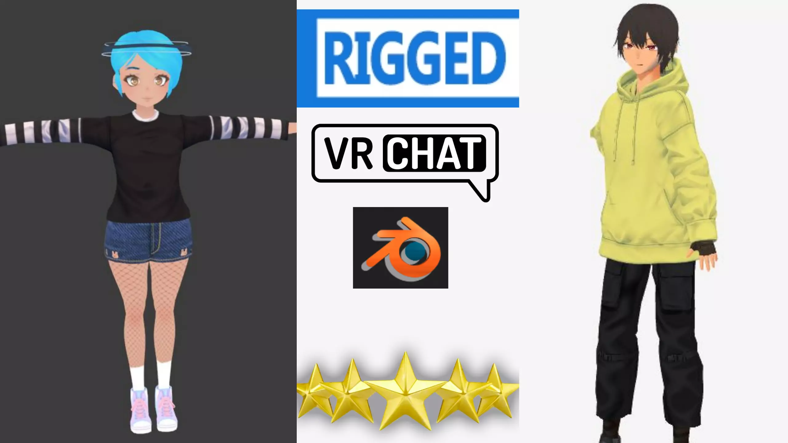 2 Cute Anime characters collection g7 Low-poly 3D model_0