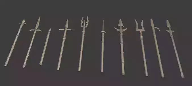 European Medieval Renaissance Weapons Pikes and Spears 3D print model