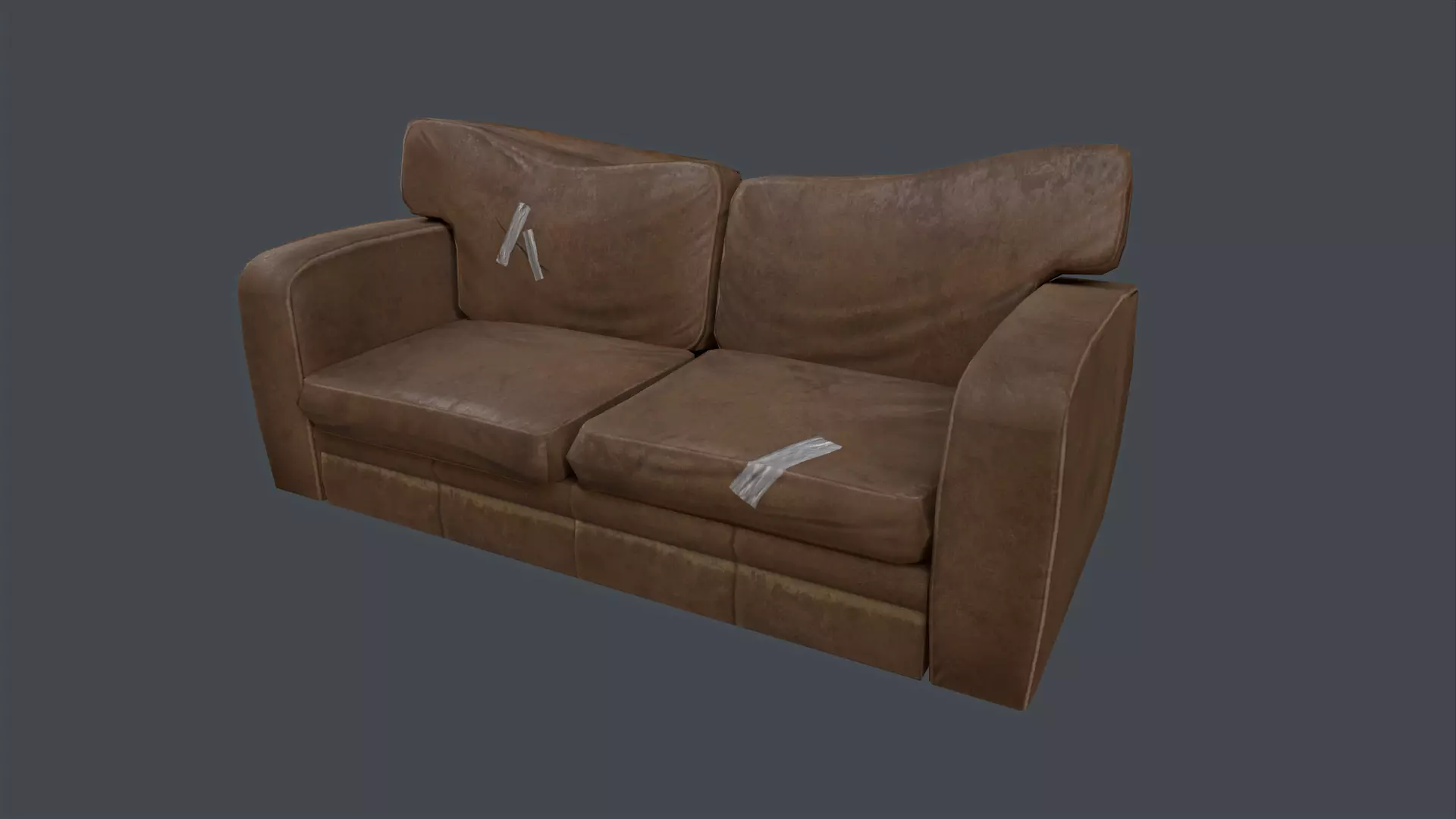 Old Leather Couch PBR Low-poly sofa Free low-poly 3D model