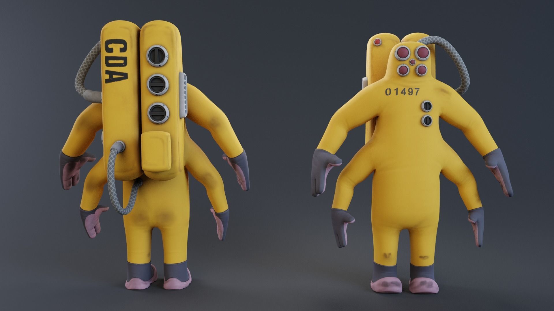 Monster inc - CDA agent 2 rigged 3D model_2