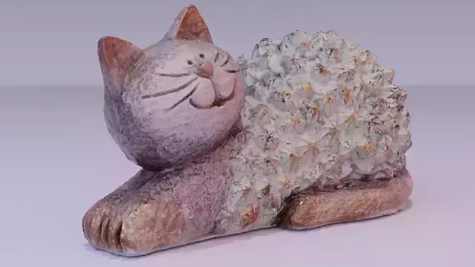 The cat statuette high-poly