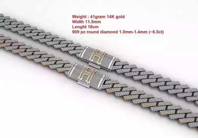 Diamond cuban chain link width 12mm   3D print model