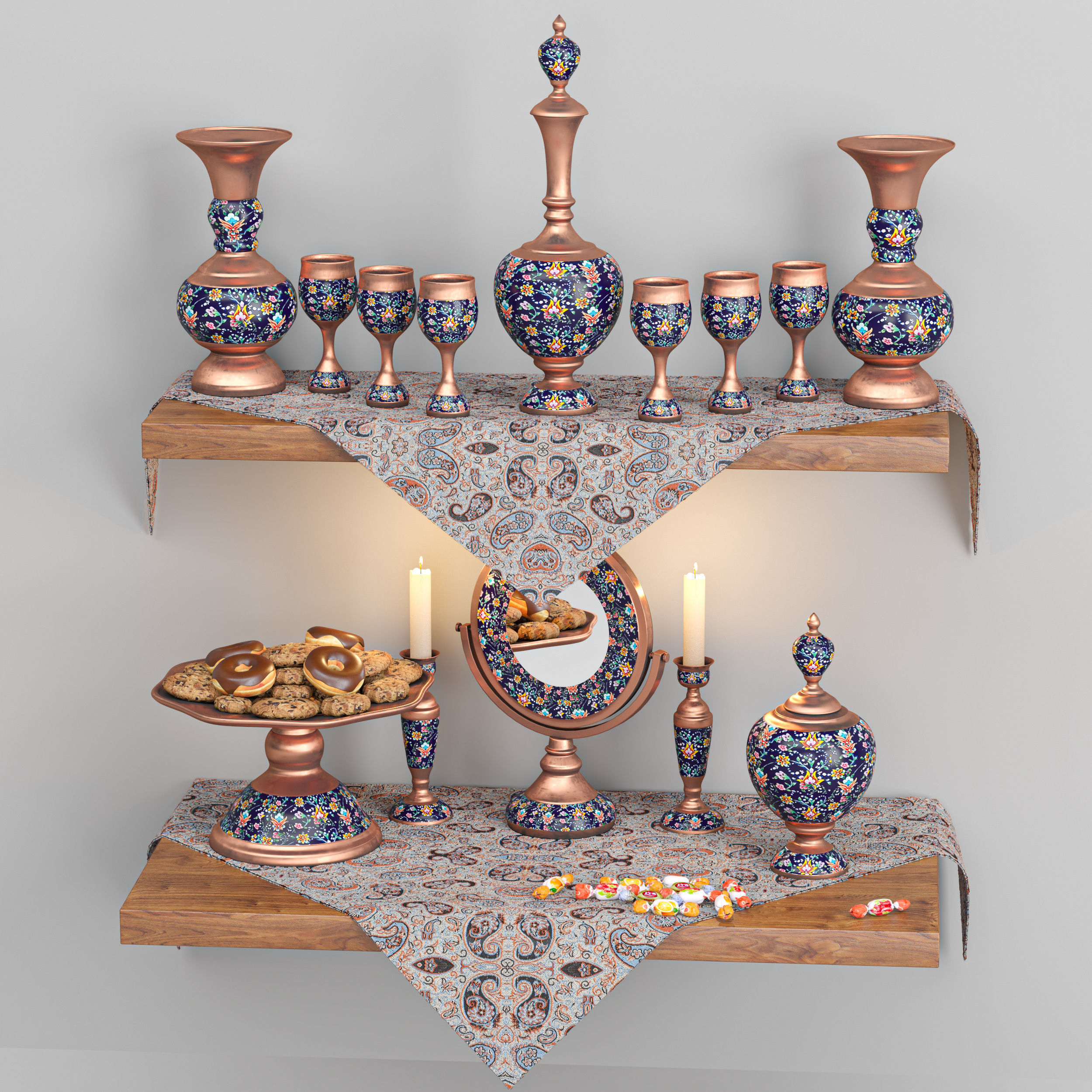 Enamel decoration set 3D model_2