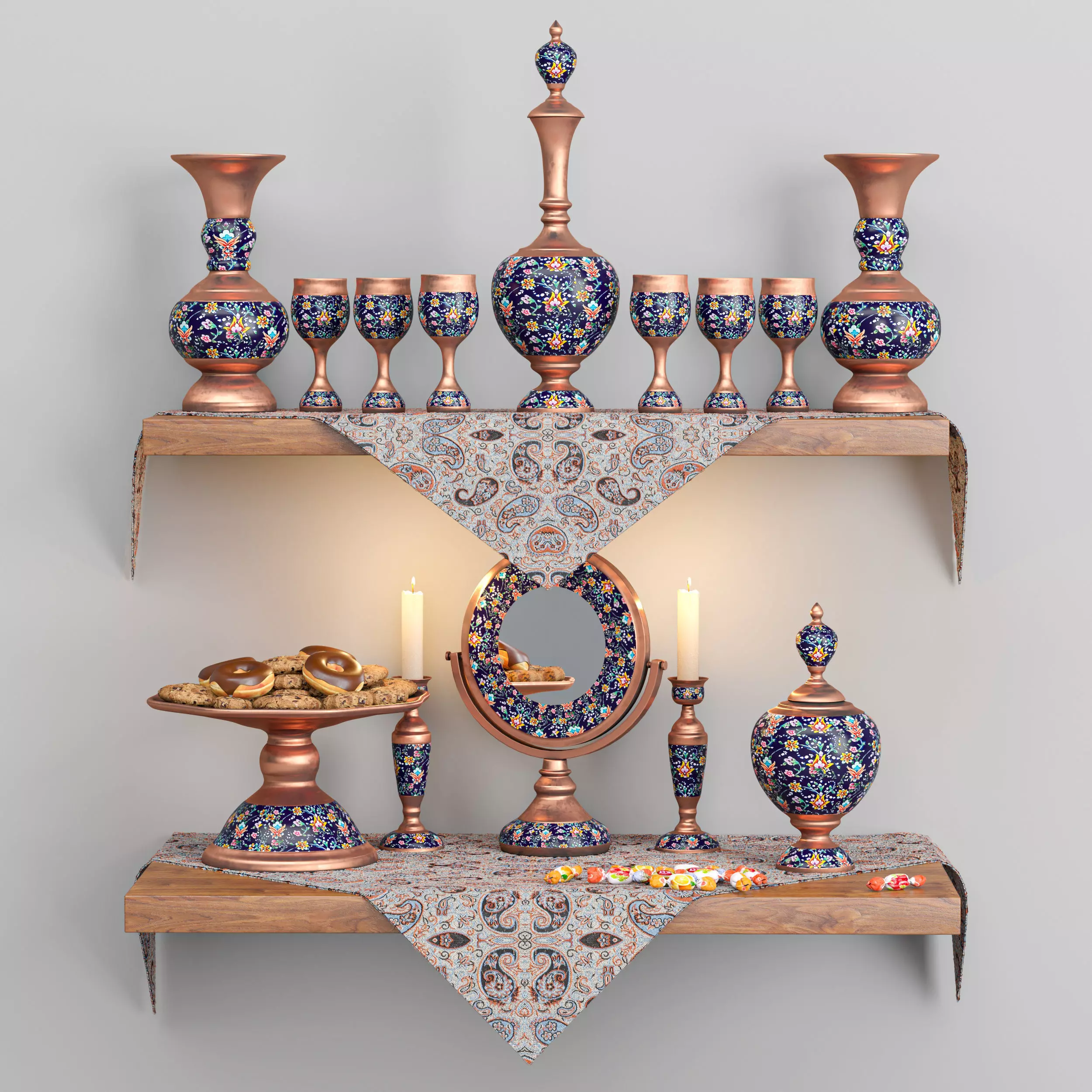 Enamel decoration set 3D model_0
