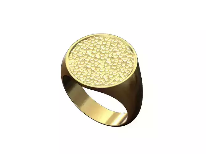 Round signet with hammered textured top US sizes 6to9
