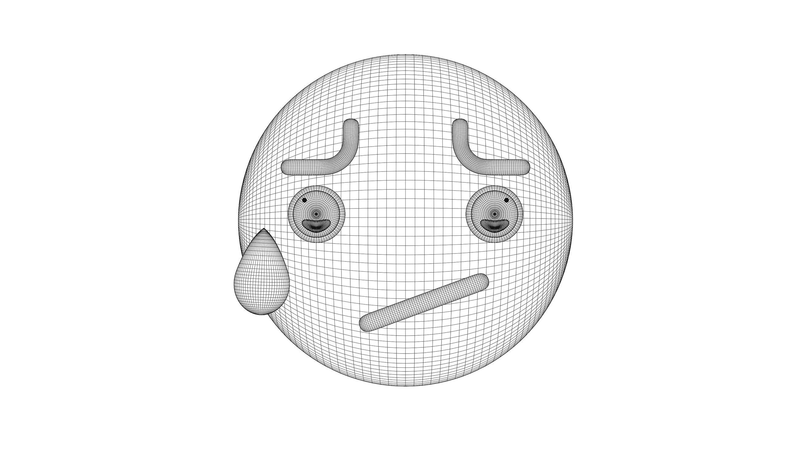 worried emoji 3D model_2