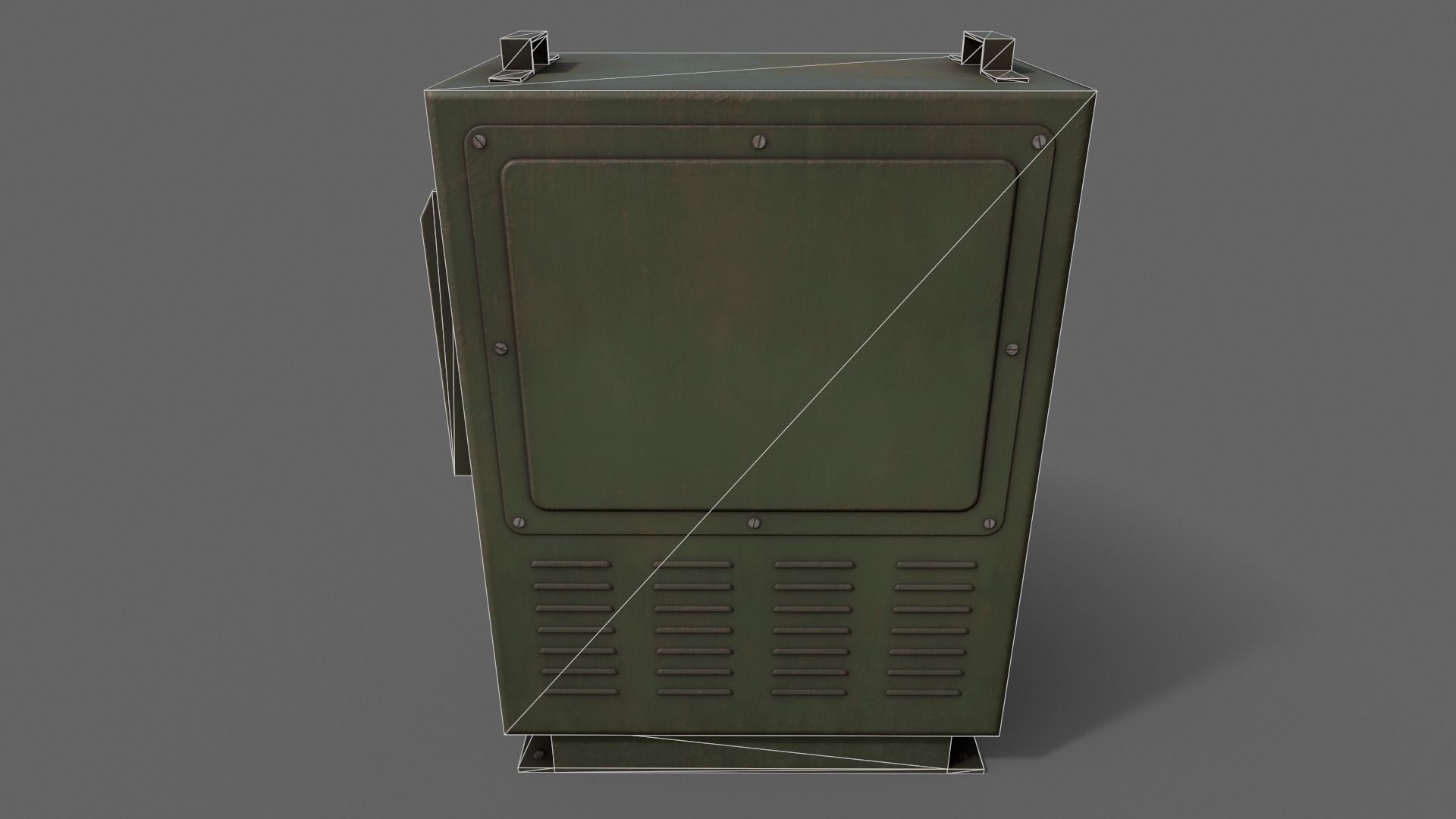 PBR Electric Box DarkGreen V3 Low-poly 3D model_21