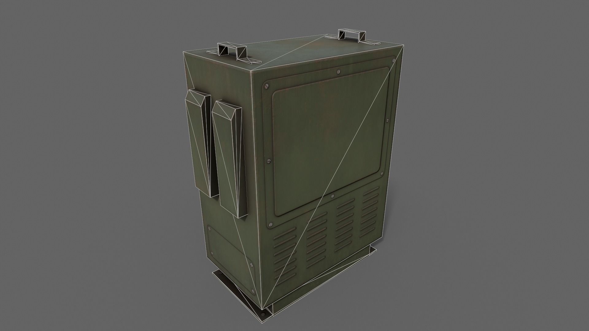 PBR Electric Box DarkGreen V3 Low-poly 3D model_20