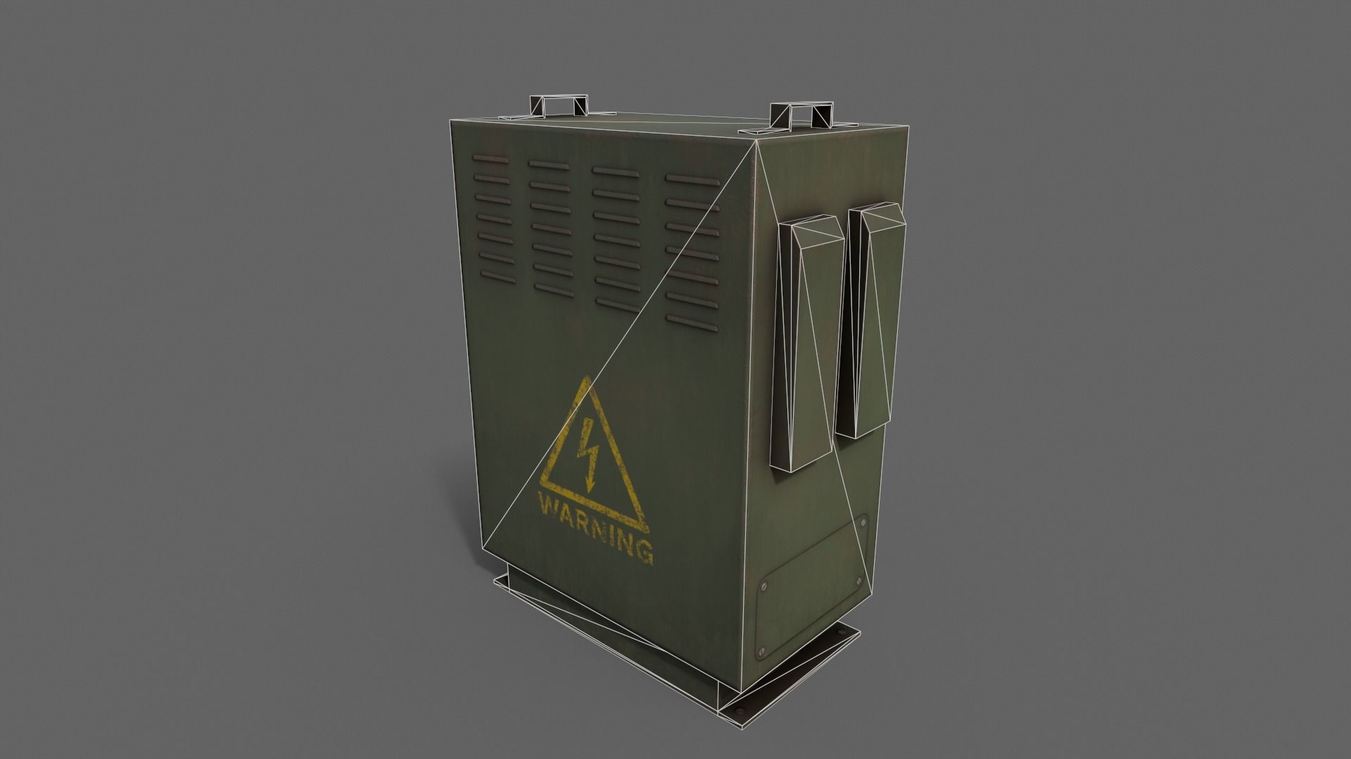 PBR Electric Box DarkGreen V3 Low-poly 3D model_16