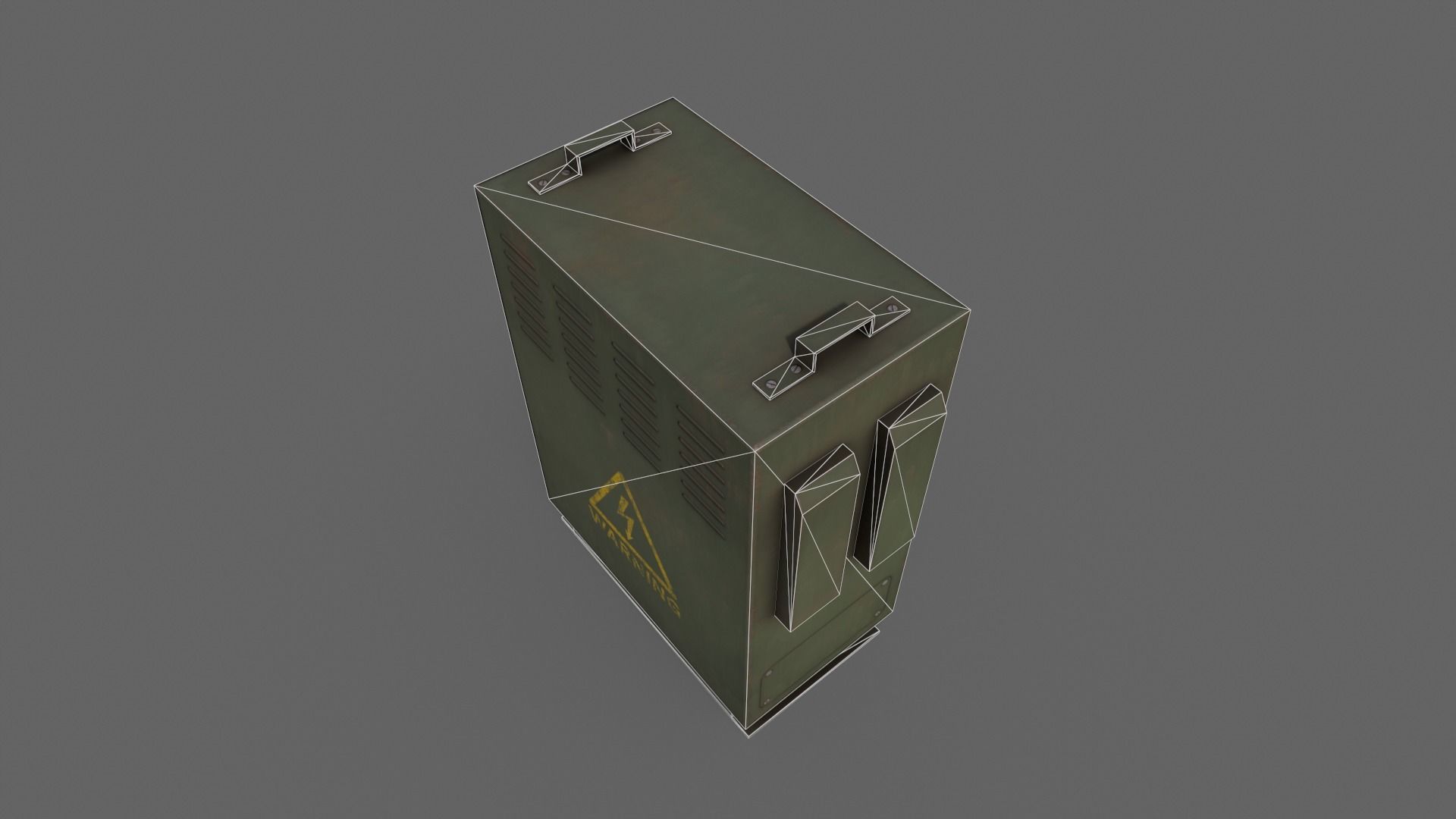 PBR Electric Box DarkGreen V3 Low-poly 3D model_17