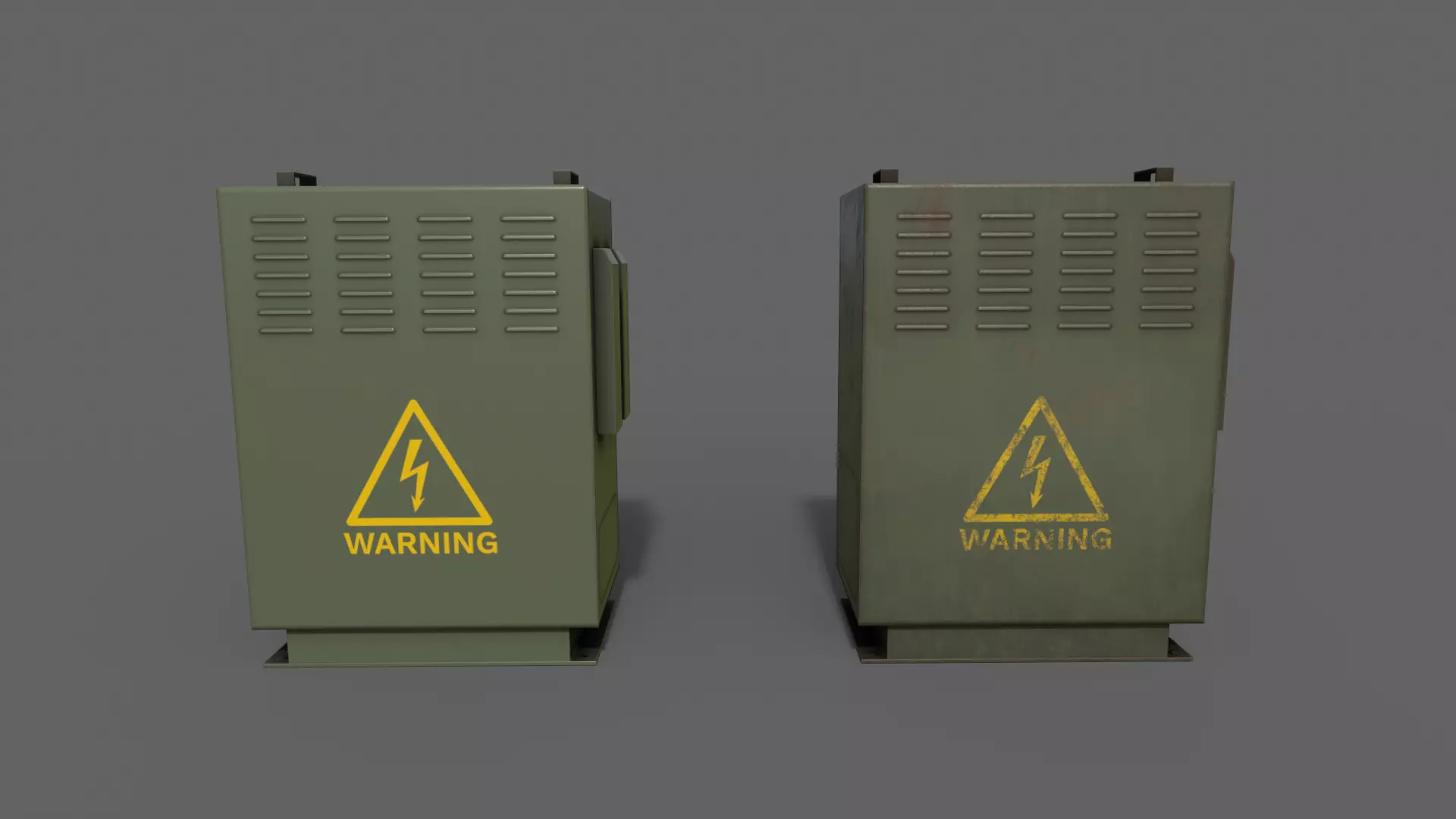 PBR Electric Box DarkGreen V3 Low-poly 3D model_0