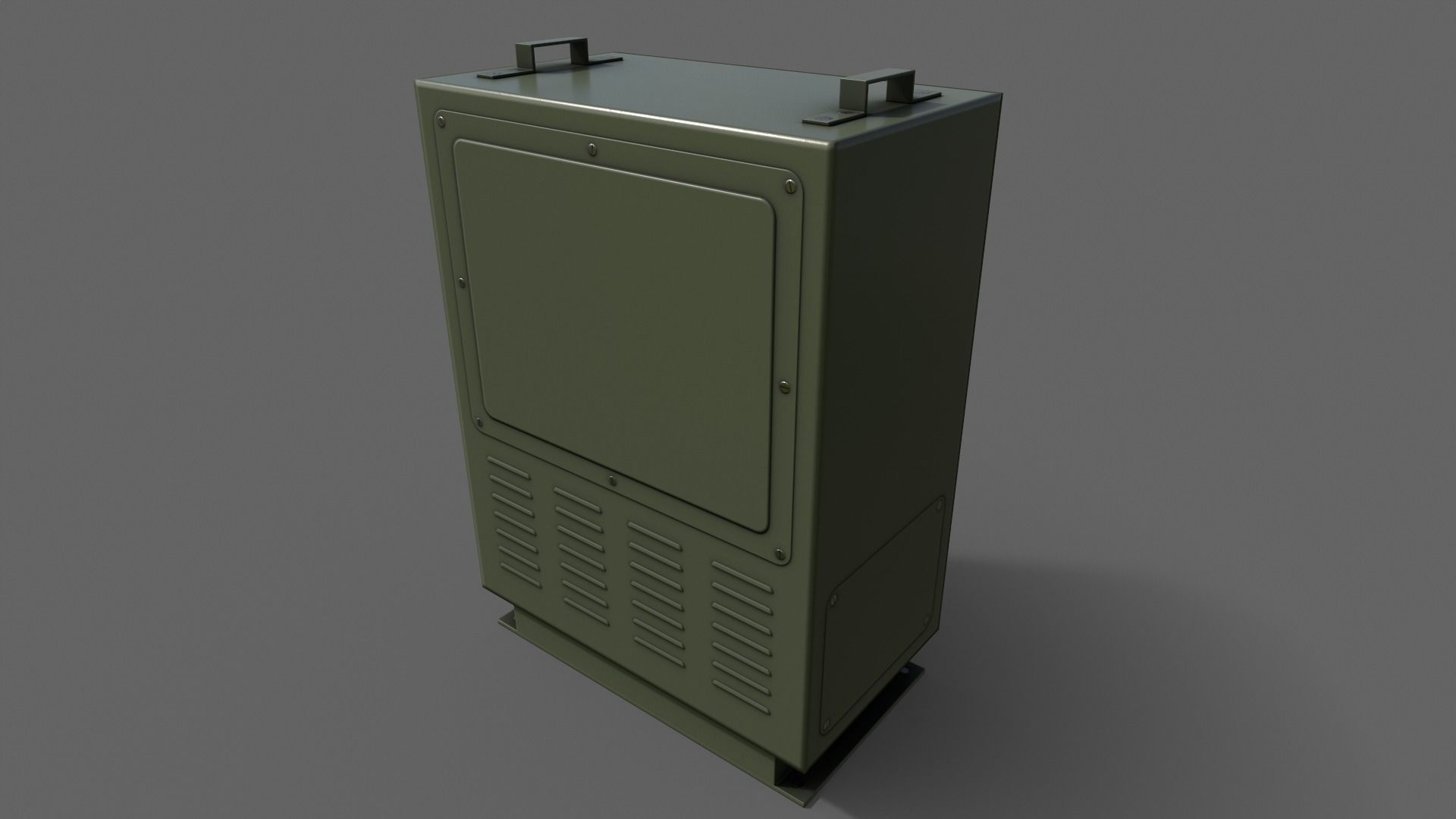 PBR Electric Box DarkGreen V3 Low-poly 3D model_8